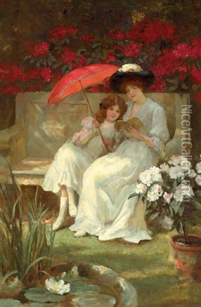 The Red Parasol Oil Painting - George Sheridan Knowles