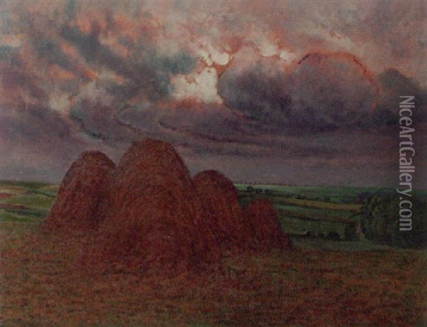 Threatening Clouds Oil Painting - William Degouve de Nuncques