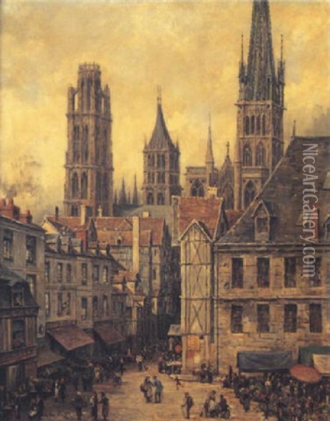 A View Of Rouen Oil Painting - Louis Aston Knight