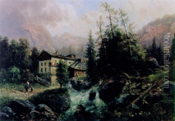 Parthie Aus Dem Murzthal, Steiermark Oil Painting - Gustav Barbarini