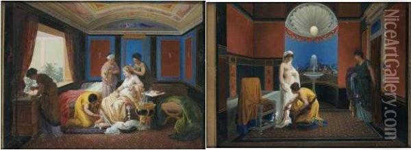 Scene Pompeiane Oil Painting - Giacomo Ulisse Borzino