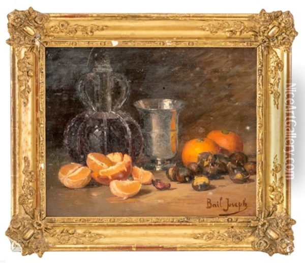 Nature Morte Aux Oranges Et Chataignes Oil Painting - Joseph Bail