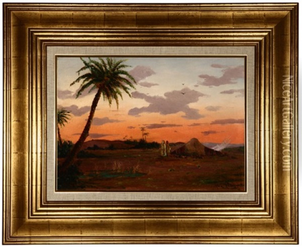 Arab Camp Near A Desert Oasis Oil Painting - Max Friedrich Rabes