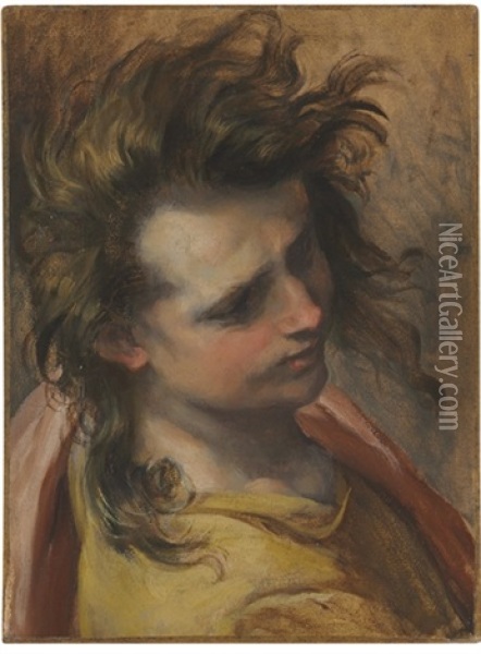 Head Of Saint John The Evangelist, An Oil Study For The Entombment Of Christ In The Church Of Santa Croce, Senigallia Oil Painting - Federico Barocci