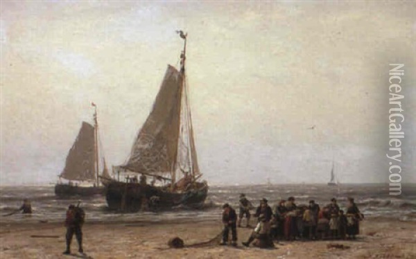 The Fishermen's Return Oil Painting - Hermanus Koekkoek the Younger