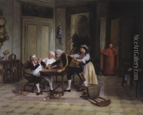 La Surprise Du Cardinal Oil Painting - Victor Marais-Milton