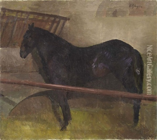 Cavallo Nella Stalla Oil Painting - Oscar Ghiglia