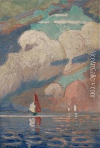 Seilbater Pa Stille Vann Oil Painting - Karl Edvard Diriks