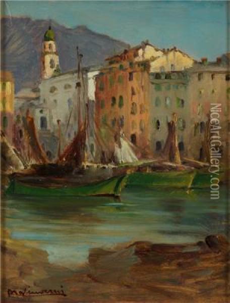 Camogli Oil Painting - Angelo Malinverni
