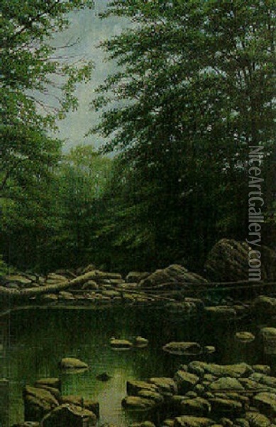 Woodland Lake Oil Painting - Levi Wells Prentice