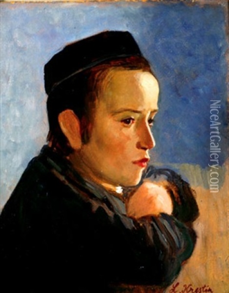 A Boy Oil Painting - Lazar Krestin
