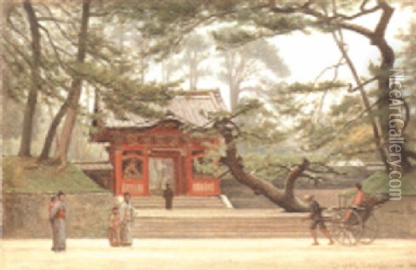 Shobo Temple, Tokio Oil Painting - Ernest Wadsworth Longfellow