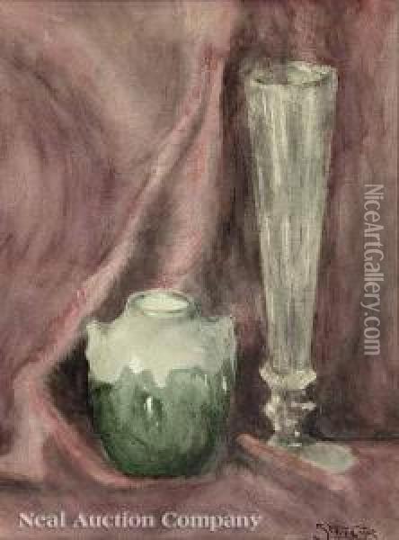 Stilllife Of Vase And Champagne Flute Oil Painting - Will Henry Stevens