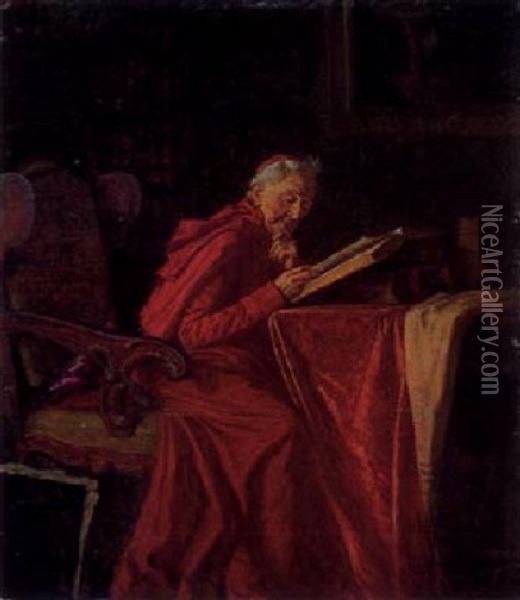 Kardinal In Der Bibliothek Oil Painting - Wilhelm Loewith
