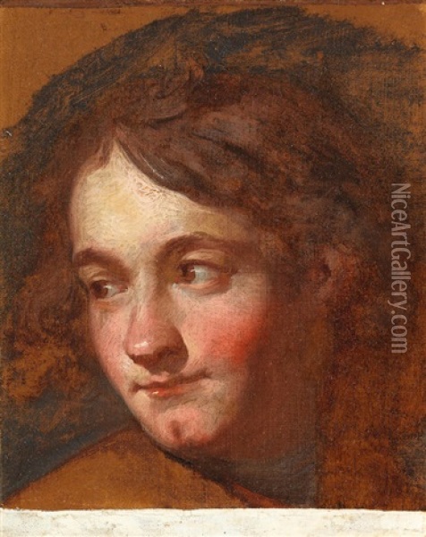 Study Of The Head Of A Youth Oil Painting - Joseph Wright (of Derby)