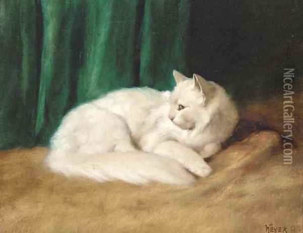 A white cat Oil Painting - Arthur Heyer