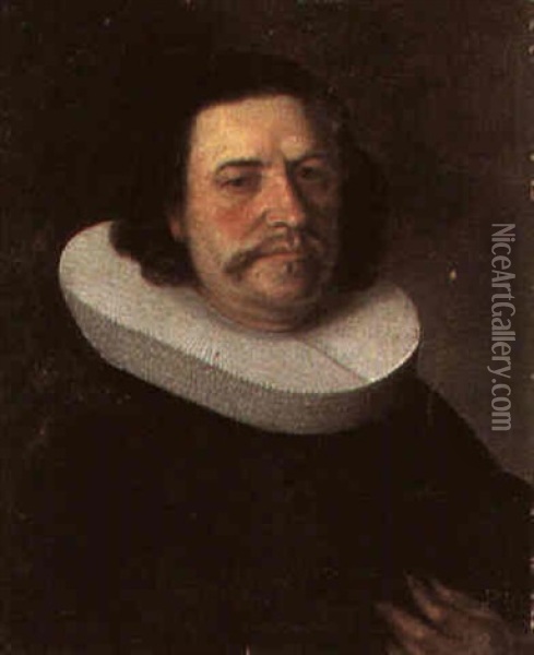 Portrait Of A Gentleman, Head And Shoulders Oil Painting - Bartholomeus Van Der Helst