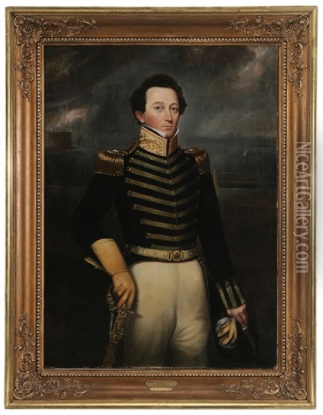 General Gilbert Hopkins (1792-1871), New York 11th Artillery Regiment, 1st Brigade, War Of 1812 Oil Painting - John Wesley Jarvis