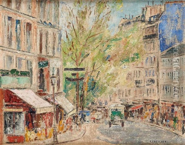 Rue De Paris Animee Oil Painting - Pierre Thevenet