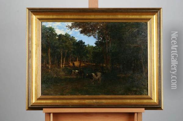 Francais , In The Forest Oil Painting - Francois Louis Francais