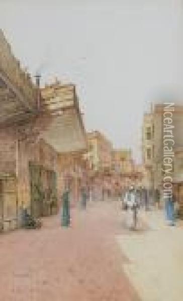 Cairo Street Scene Oil Painting - Spyridon Scarvelli