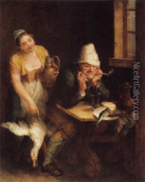 In The Tavern Oil Painting - Wilhelm Alexandrowitsch Golicke