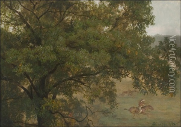 Indian Horse Race Oil Painting - Albert Bierstadt