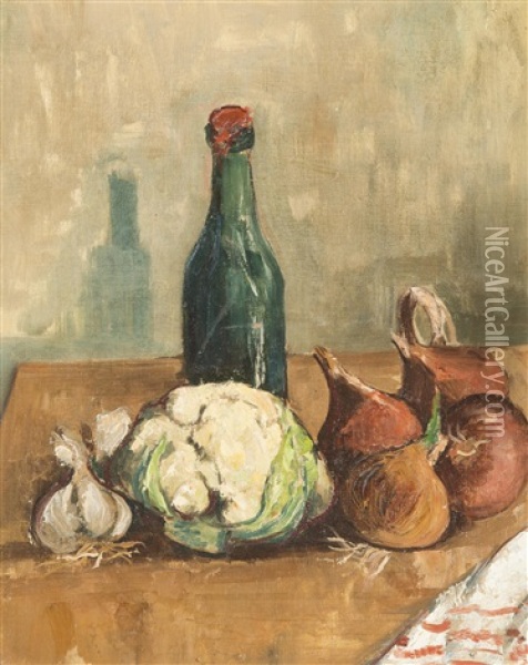 Still Life With Vegetables Oil Painting - Josef Hubacek