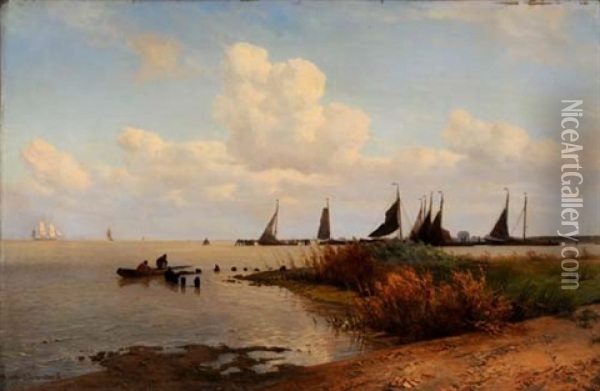 Segelschiffe An Der Kuste Oil Painting - Willem Anthonie van Deventer