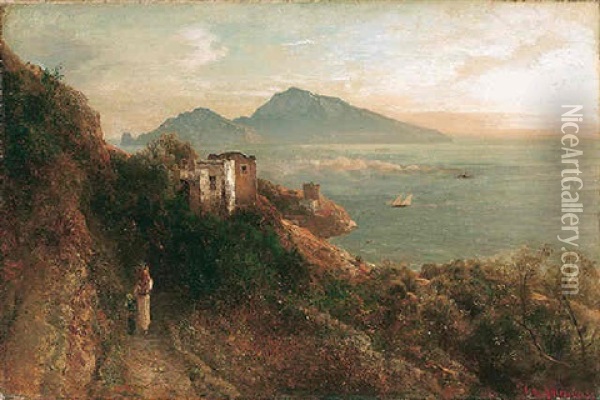 Blick Vom Kap Massa Auf Die Insel Capri Oil Painting - Oswald Achenbach