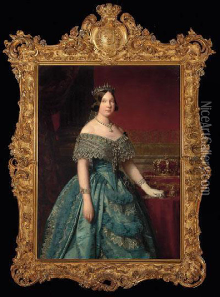 Retrato De La Reinaisabel Ii Oil Painting - Federigo De Madrazo Y Kuntz