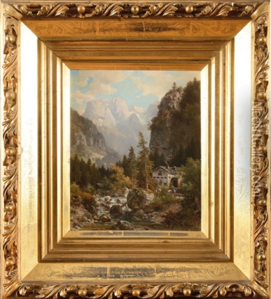 Paysages De Montagne (pair) Oil Painting - Ludwig Skell