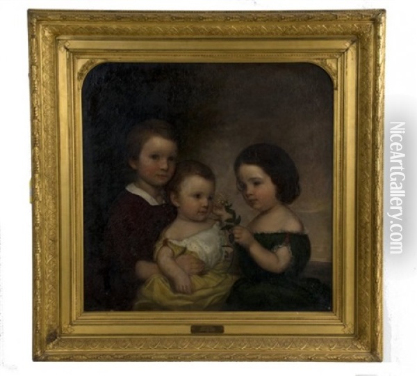 Portrait Of The Cogswell Children Oil Painting - William F. Cogswell