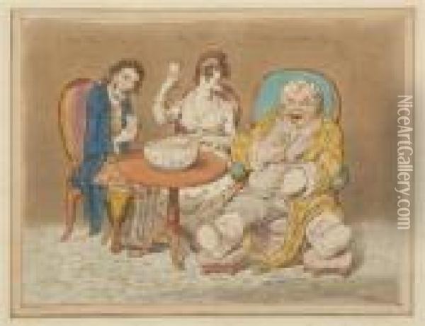 Punch Cures The Gout Oil Painting - James Gillray