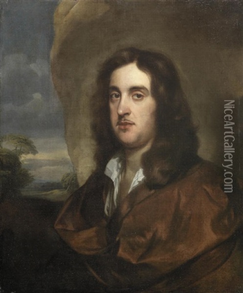 Portrait Of A Gentleman, Bust-length, In A Brown Cloak, Before An Open Landscape Unframed Oil Painting - Gerard van Soest