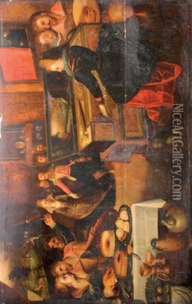 Scene De Bal Avec Une Joueuse D'epinette Oil Painting - Frans Francken III
