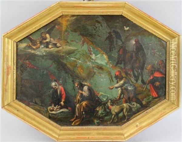 Nativity Scene Oil Painting - Cajetan Roos