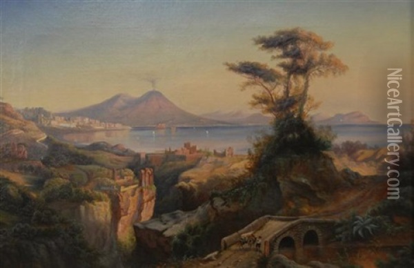 Mount Vesuvius And The Bay Of Naples Oil Painting - Frederick William Billing