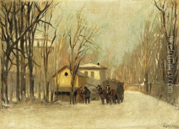 Teli Taj (winter Landscape) Oil Painting - Antal Berkes