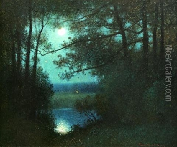 Moonlight Oil Painting - Frank Russell Green