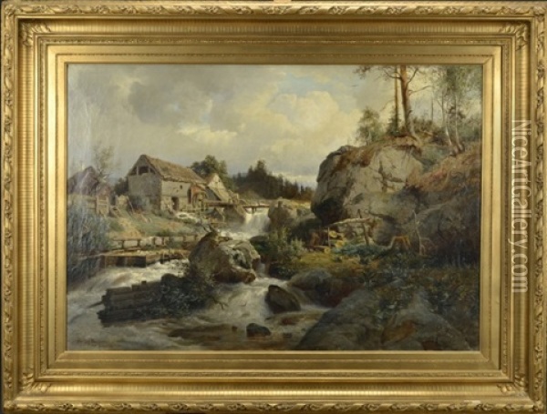 Svenskt Vattenfall Oil Painting - Gustaf Rydberg