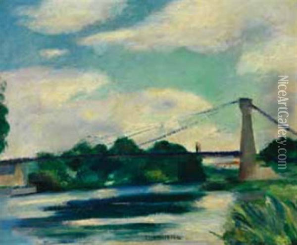 Pont Suspendu Sur L'oise Oil Painting - Henri Ottmann