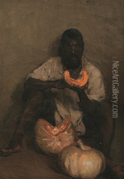 Pampoene Afskil (peeling Pumpkins) Oil Painting - Frans David Oerder