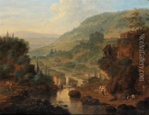 Paysage De Bord Du Rhin Oil Painting - Jan Griffier the Elder