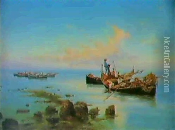 Barche Di Pescatori Oil Painting - Pietro Barucci