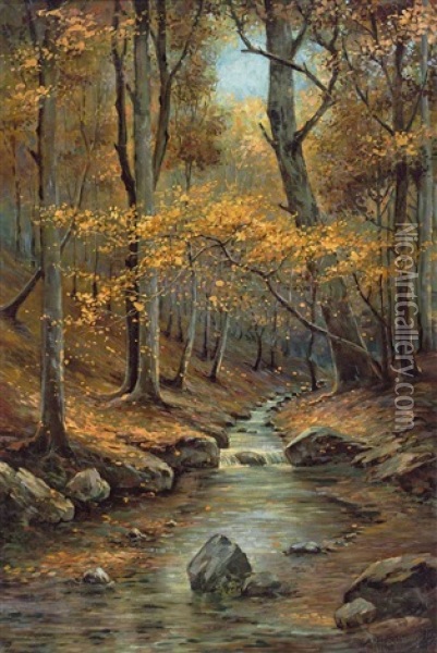 Herbstlicher Waldbach Oil Painting - Karl Hauptmann