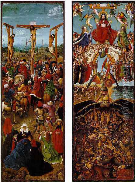 The Crucifixion, The Last Judgment Oil Painting - Jan Van Eyck