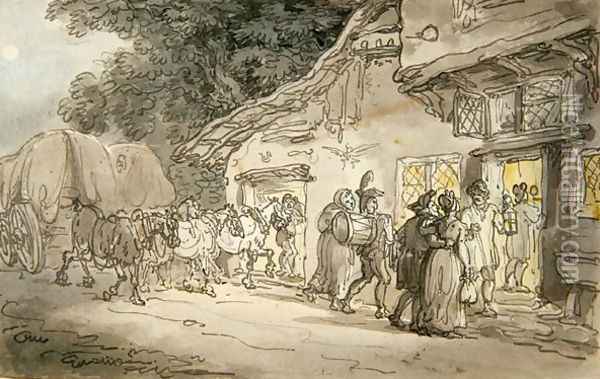 The Waggoners Rest, c.1800-05 Oil Painting - Thomas Rowlandson