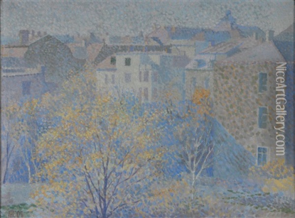 Blick Aus Der Wohnung Des Kunstlers (in Munchen) Oil Painting - Adolf Erbsloeh