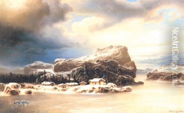 Snoklatt Vinterlandskap Oil Painting - Marcus Larsson